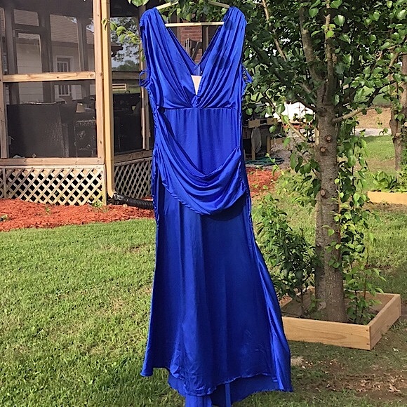 Xpluswear Plus Royal Blue Deep V Neck Maxi Dress - Picture 2 of 13